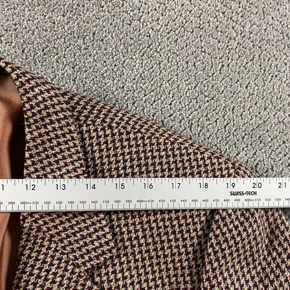 Ermenegildo Zegna Soft Wool Mohair Houndstooth Blazer Men's 44 Red Brown Blue - Picture 12 of 16